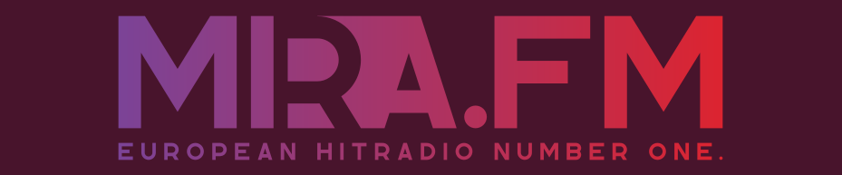 Link zum Mira.FM Stream Logo von MRA.FM mit dem Link zum Mira.FM Stream mit dem Slogan "European Hit Radio Number One"